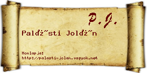 Palásti Jolán névjegykártya